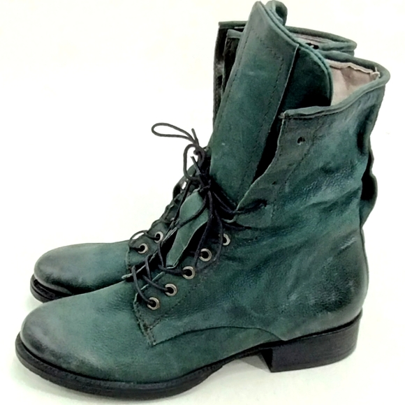 Miz Mooz Nala Combat Boots in Distressed Jade - Picture 3 of 13